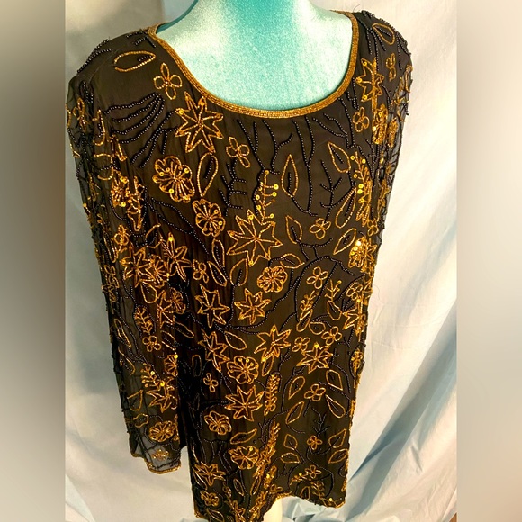 Papell Boutique Dresses & Skirts - Pape’ll boutique: vintage 80s beaded and silk shirt/dress